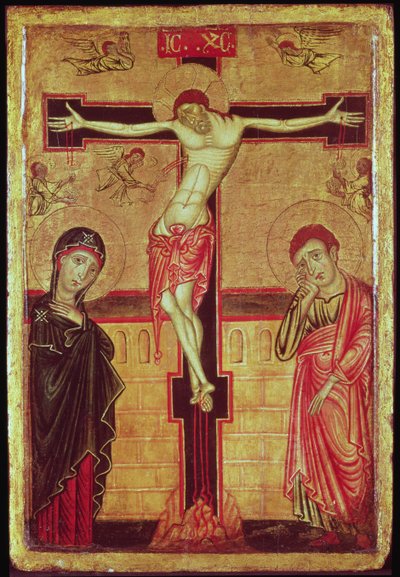 Christ on the Cross, with the Virgin Mary, St. John the Evangelist and Five Angels by Master of the Magdalene Altarpiece